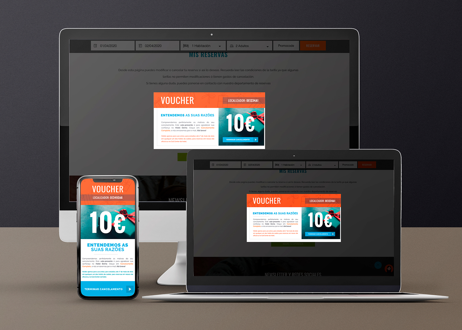 Vouchers reembolso contra os cancelamentos